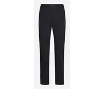 Pantalone Cotone Stretch Con Placca Logata - Uomo Pantaloni E Shorts Blu Cotone