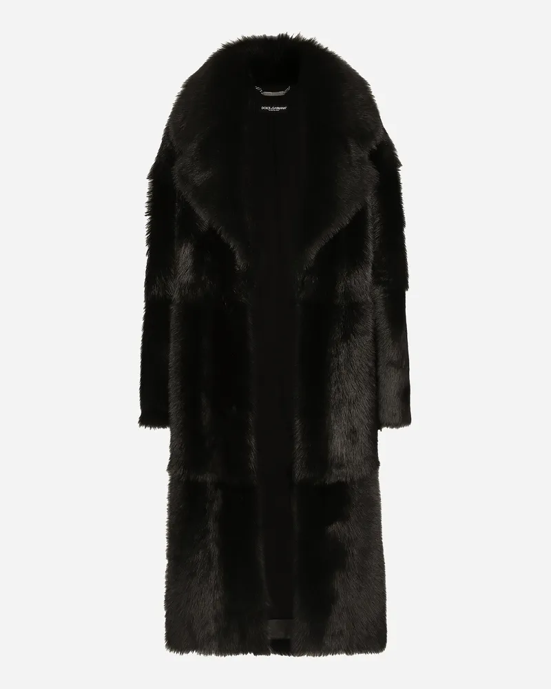 Dolce & Gabbana Cappotto Monopetto In Montone - Donna Cappotti E Giubbotti Nero Nero