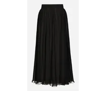High-waisted Chiffon Circle Skirt - Donna Gonne Nero Seta
