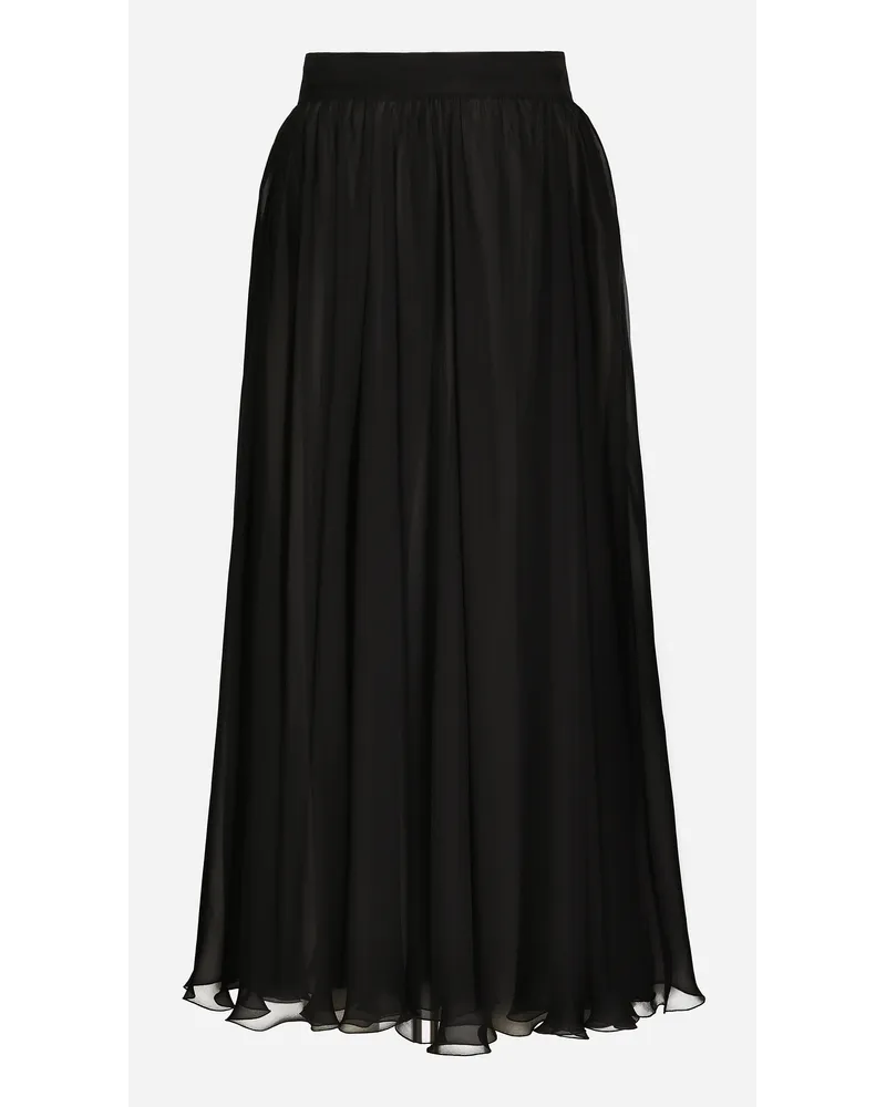 Dolce & Gabbana High-waisted Chiffon Circle Skirt - Donna Gonne Nero Seta Nero