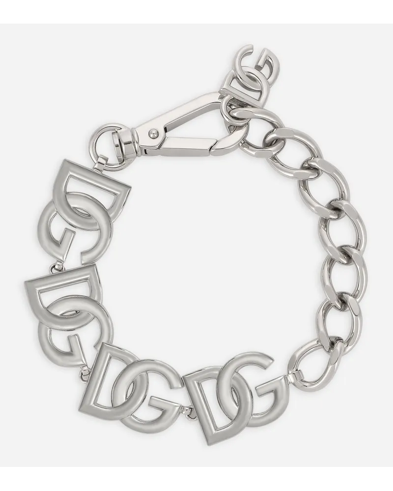 Dolce & Gabbana Bracciale Con Loghi Dg - Uomo Bijoux Argento Metallo Argento