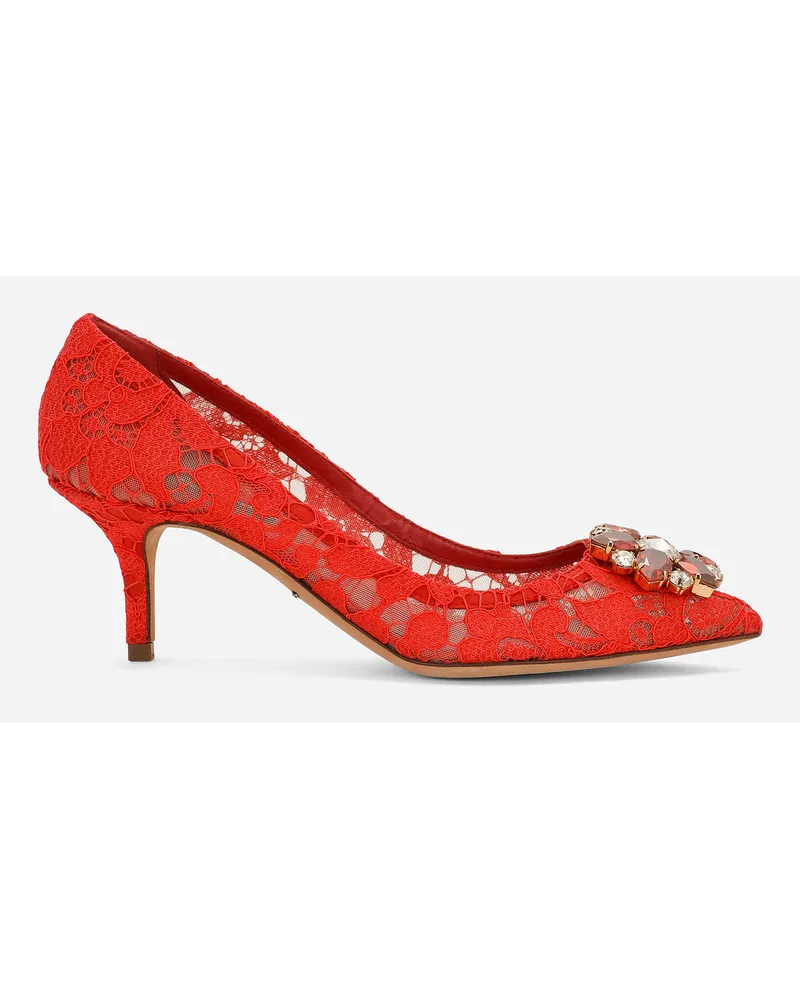 Dolce & Gabbana Pump In Taormina Lace With Crystals - Donna Décolleté E Slingback Rosso Pizzo Rosso