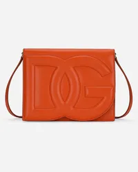 Dolce & Gabbana Borsa A Tracolla Logo In Pelle Di Vitello - Donna Borse A Spalla E Tracolla Arancione Pelle Arancio