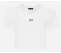 T-shirt Corta In Jersey Con Logo Dg - Donna T-shirts E Felpe Bianco Cotone