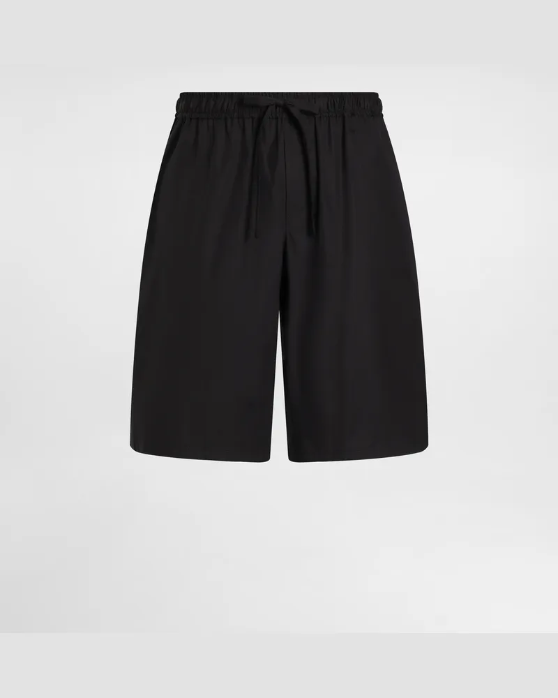 Dolce & Gabbana Bermuda Jogging In Cotone Con Placca Logata - Uomo Pantaloni E Shorts Nero Cotone Nero