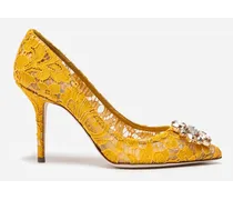 Dolce & Gabbana Lace Rainbow Pumps With Brooch Detailing - Donna Décolleté E Slingback Giallo Pizzo Giallo
