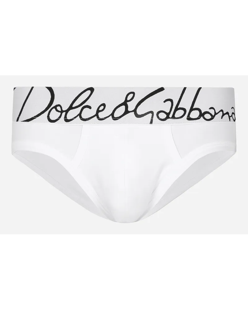Dolce & Gabbana Slip Medio Cotone Stretch - Uomo Intimo E Loungewear Bianco Bianco