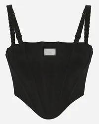 Dolce & Gabbana Jersey Top With Straps And The Tag - Donna Camicie E Top Nero Cotone Nero