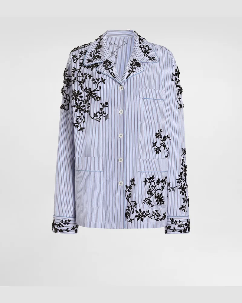 Dolce & Gabbana Camicia Vanity In Cotone Con Ricamo Fiori - Donna Camicie E Top Multicolore Ricamati