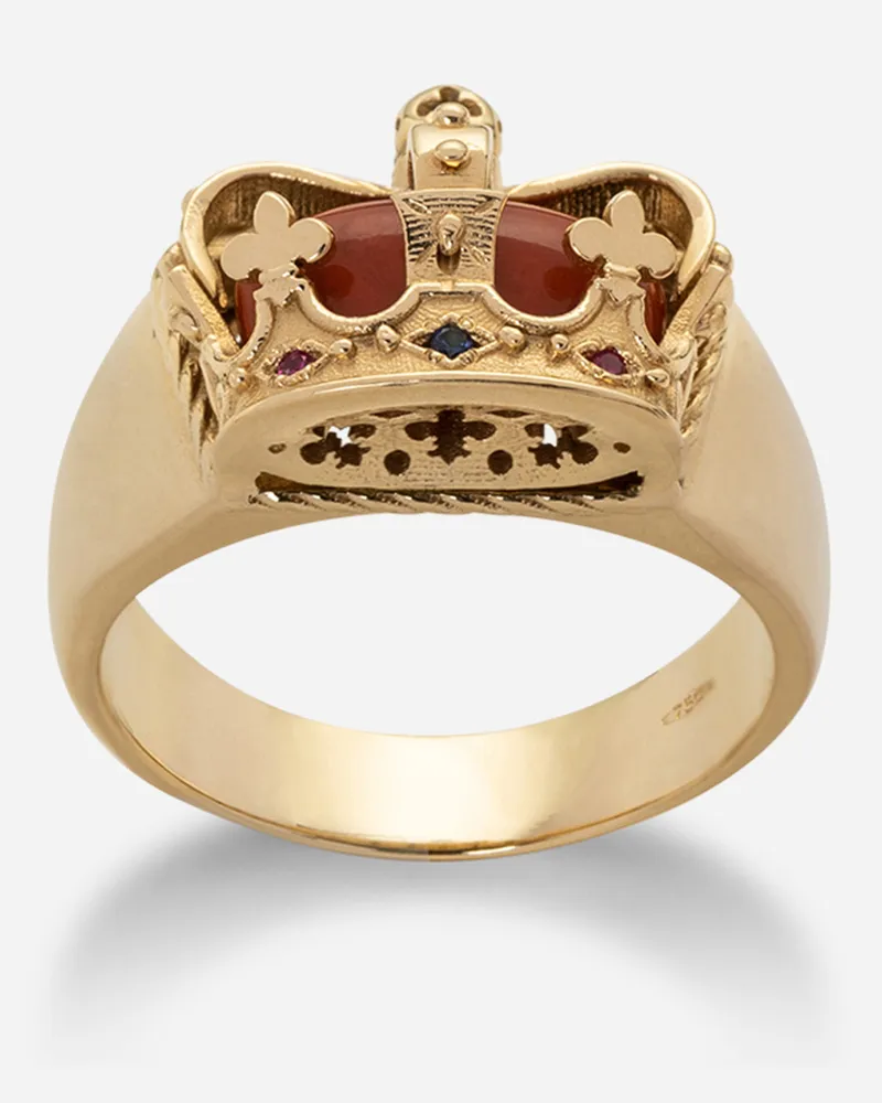 Dolce & Gabbana Anello Royal Oro Giallo 18 Carati, Diaspro, Rubini E Zaffiro Blu - Uomo Anelli Oro Oro