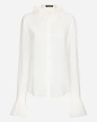 Dolce & Gabbana Camicia In Georgette Con Dettagli Collo E Polsini Plissettati - Donna Camicie E Top Bianco Bianco