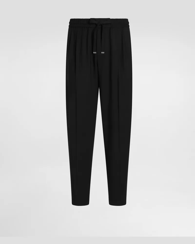 Dolce & Gabbana Pantaloni Jogging In Gabardina Di Lana - Uomo Pantaloni E Shorts Nero Nero