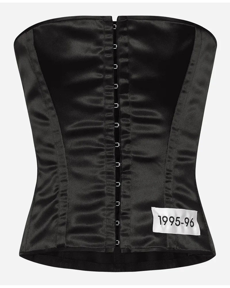 Dolce & Gabbana Corset With Re-edition Label - Donna Camicie E Top Nero Raso Nero