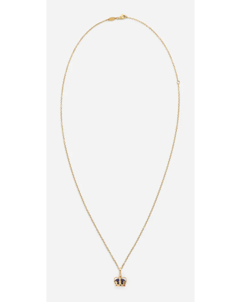 Dolce & Gabbana Crown Yellow Gold Pendant With Lapis Lazuli - Uomo Collane Oro Oro