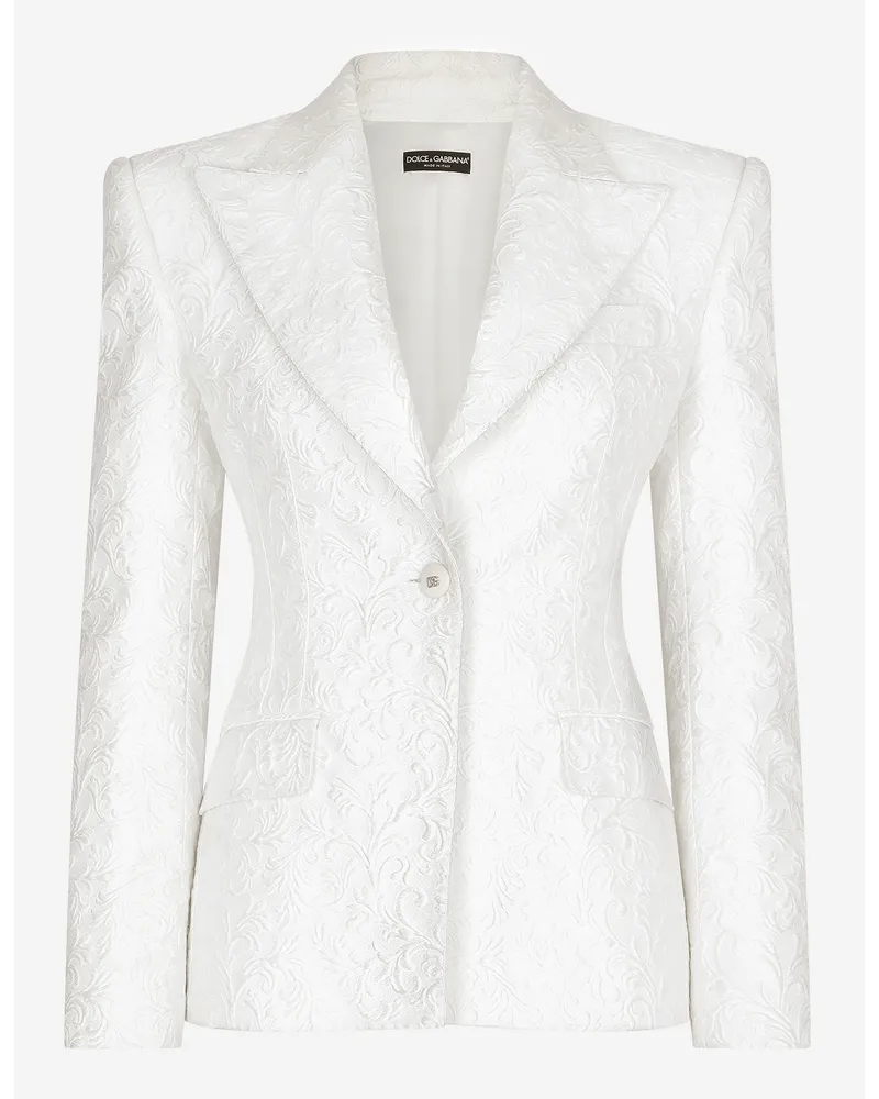 Dolce & Gabbana Giacca Turlington In Broccato - Donna Giacche E Blazer Bianco Tessuto Bianco