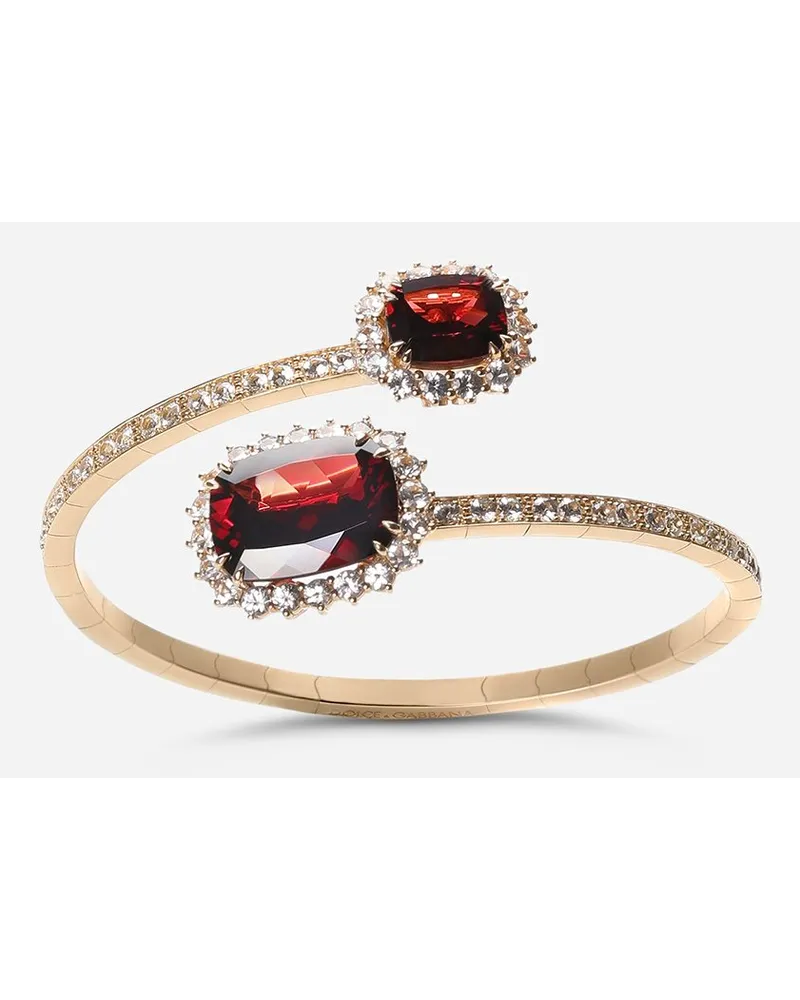 Dolce & Gabbana Bracciale Gems Oro Giallo 18 Carati, Granati Rodolite E Zaffiri Incolori - Donna Bracciali Oro Oro