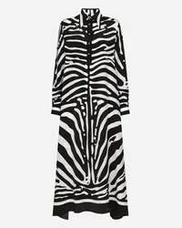 Dolce & Gabbana Kaftano In Crêpe De Chine Stampa Zebra - Donna Abiti Multicolore Multicolore