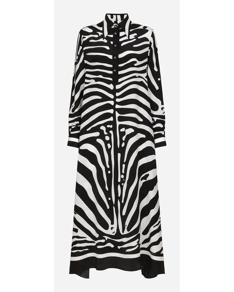 Dolce & Gabbana Kaftano In Crêpe De Chine Stampa Zebra - Donna Abiti Multicolore Multicolore