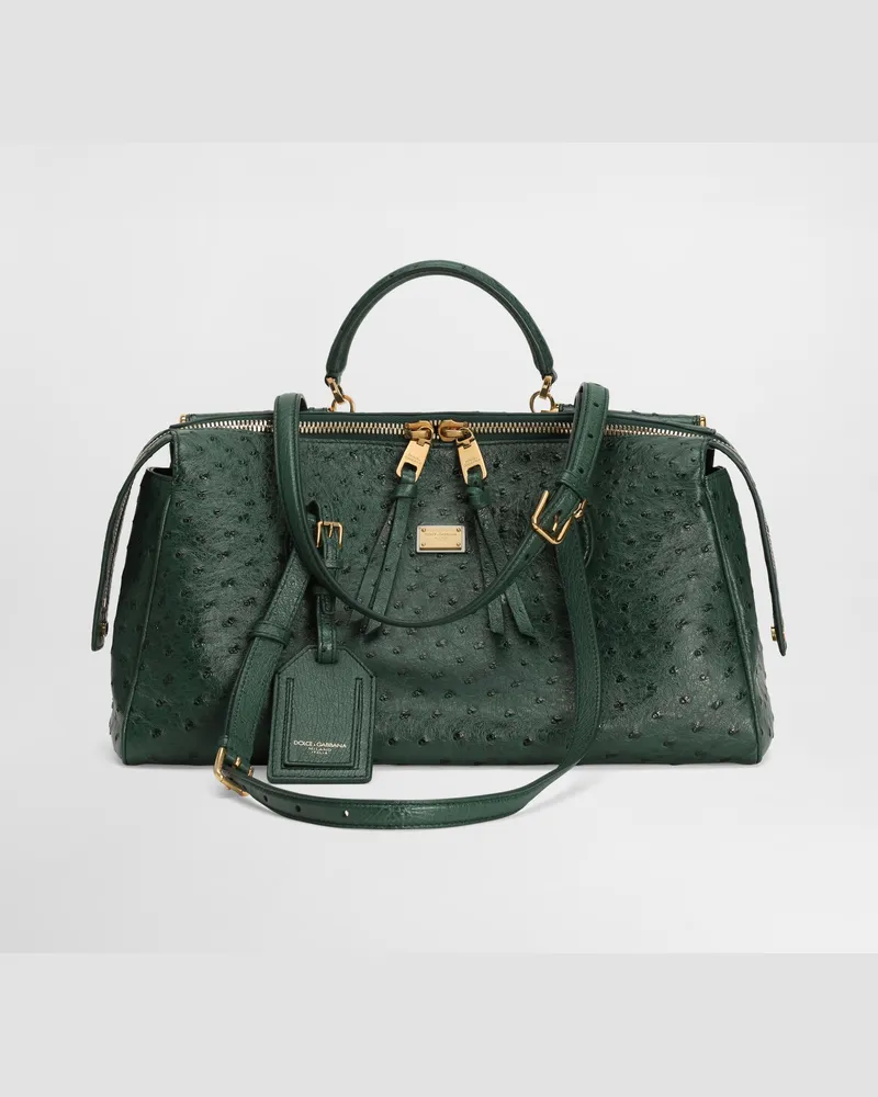 Dolce & Gabbana Borsa A Mano Vittoria In Pelle Di Struzzo - Donna Borse A Spalla E Tracolla Verde Verde