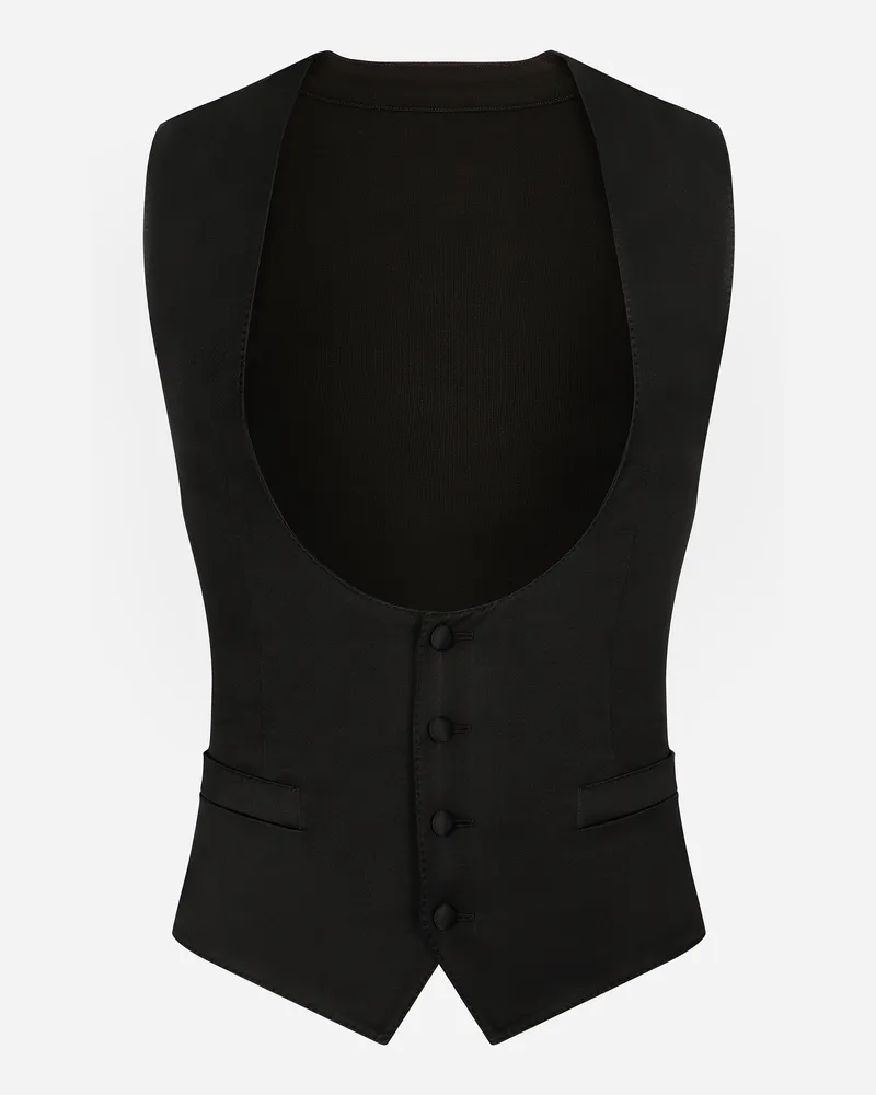 Dolce & Gabbana Gilet Monopetto In Seta - Uomo Abiti E Giacche Nero Tessuto Nero