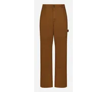 Pantalone Worker Cotone Stretch Placca Logata - Uomo Pantaloni E Shorts Marrone Cotone