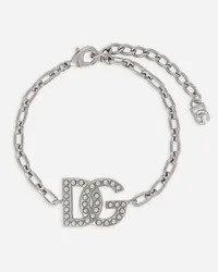 Dolce & Gabbana Bracciale A Catena Con Logo Dg - Uomo Bijoux Argento Metallo Argento