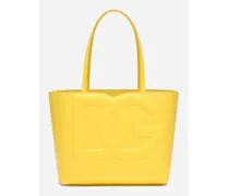 Borsa Dg Logo Bag Shopping Piccola In Pelle Di Vitello - Donna Borse Shopping Giallo Pelle