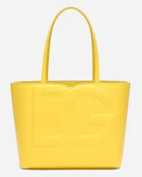 Dolce & Gabbana Borsa Dg Logo Bag Shopping Piccola In Pelle Di Vitello - Donna Borse Shopping Giallo Pelle Giallo