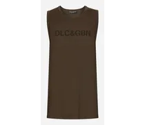 Dolce & Gabbana Canotta In Cotone Con Logo - Uomo T-shirts E Polo Marrone Marrone