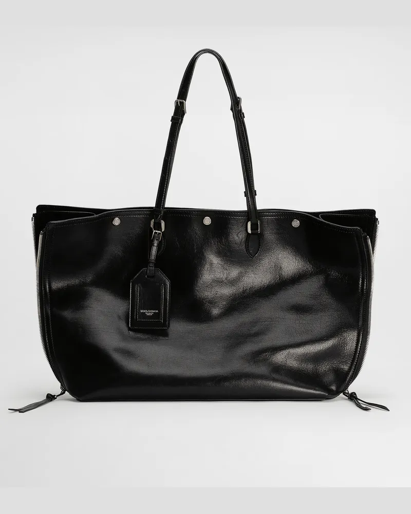 Dolce & Gabbana Shopping Bag Atene In Pelle Di Vitello - Uomo Borse Shopping Nero Nero