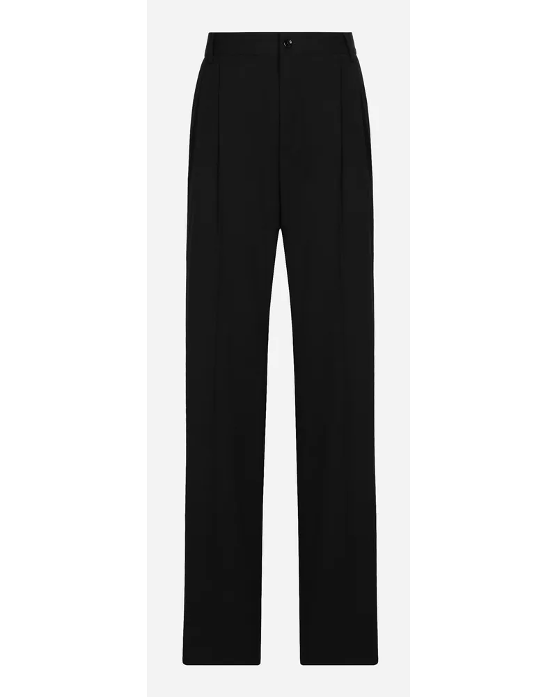 Dolce & Gabbana Pantaloni Flare In Tela Di Lana - Donna Pantaloni E Shorts Nero Lana Nero