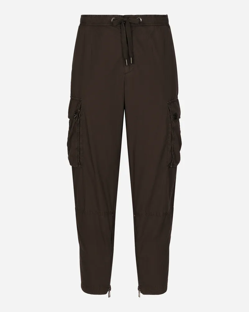 Dolce & Gabbana Pantalone Cargo In Popeline - Uomo Pantaloni E Shorts Marrone Marrone