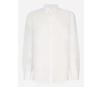 Camicia Martini Misto Lino Con Ricamo Dg - Uomo Camicie Bianco Lino