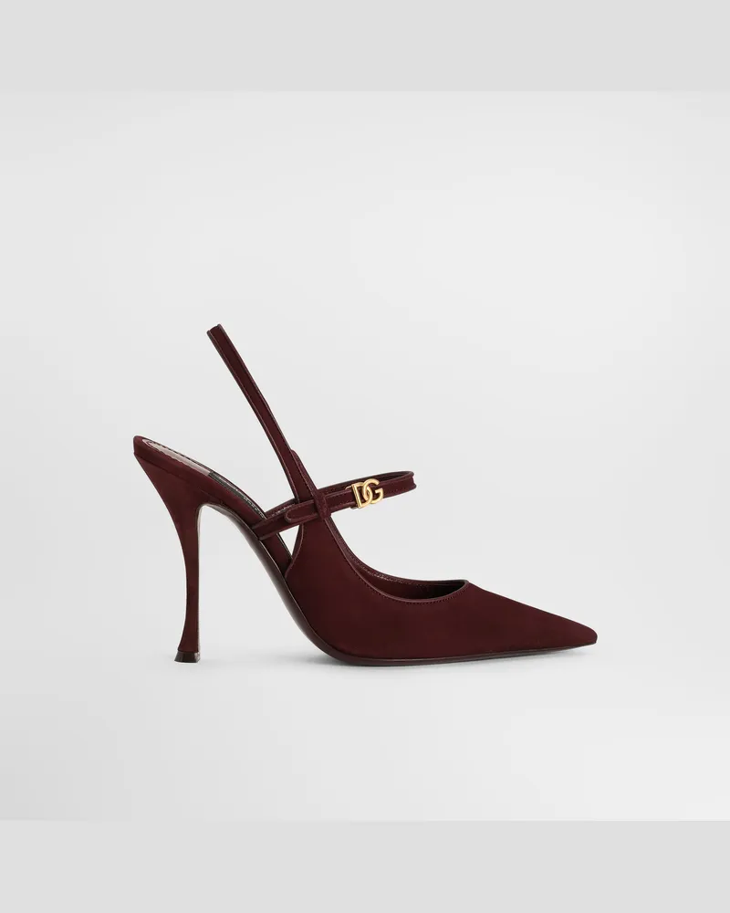 Dolce & Gabbana Slingback In Suede - Donna Décolleté E Slingback Bordeaux Bordeaux