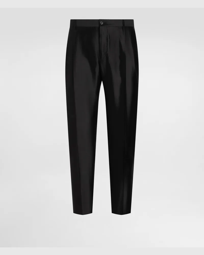Dolce & Gabbana Pantaloni In Mikado Shantung - Uomo Pantaloni E Shorts Nero Seta Nero