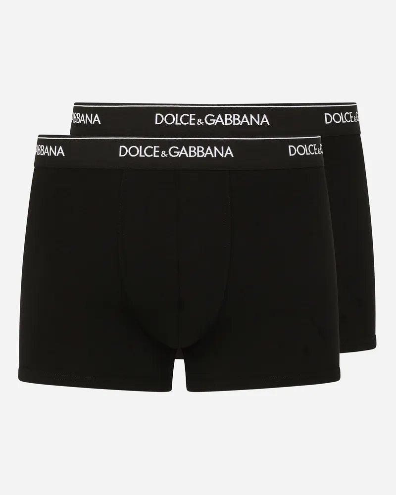 Dolce & Gabbana Bi-pack Boxer Regular Cotone Stretch - Uomo Intimo E Loungewear Nero Cotone Nero