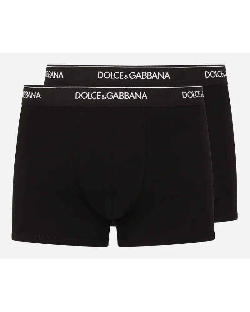 Dolce & Gabbana Bi-pack Boxer Regular Cotone Stretch - Uomo Intimo E Loungewear Nero Cotone Nero