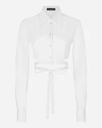 Dolce & Gabbana Camicia Corta In Cotone Con Lacci Incrociati - Donna Camicie E Top Bianco Bianco