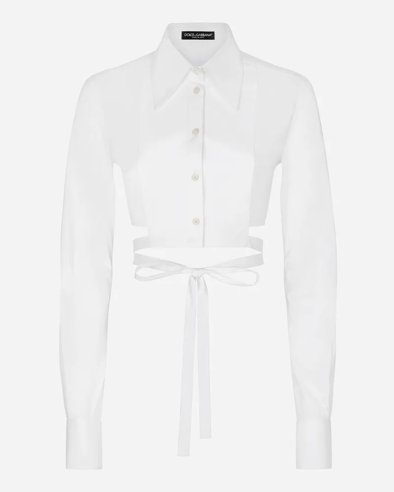 Dolce & Gabbana Camicia Corta In Cotone Con Lacci Incrociati - Donna Camicie E Top Bianco Bianco