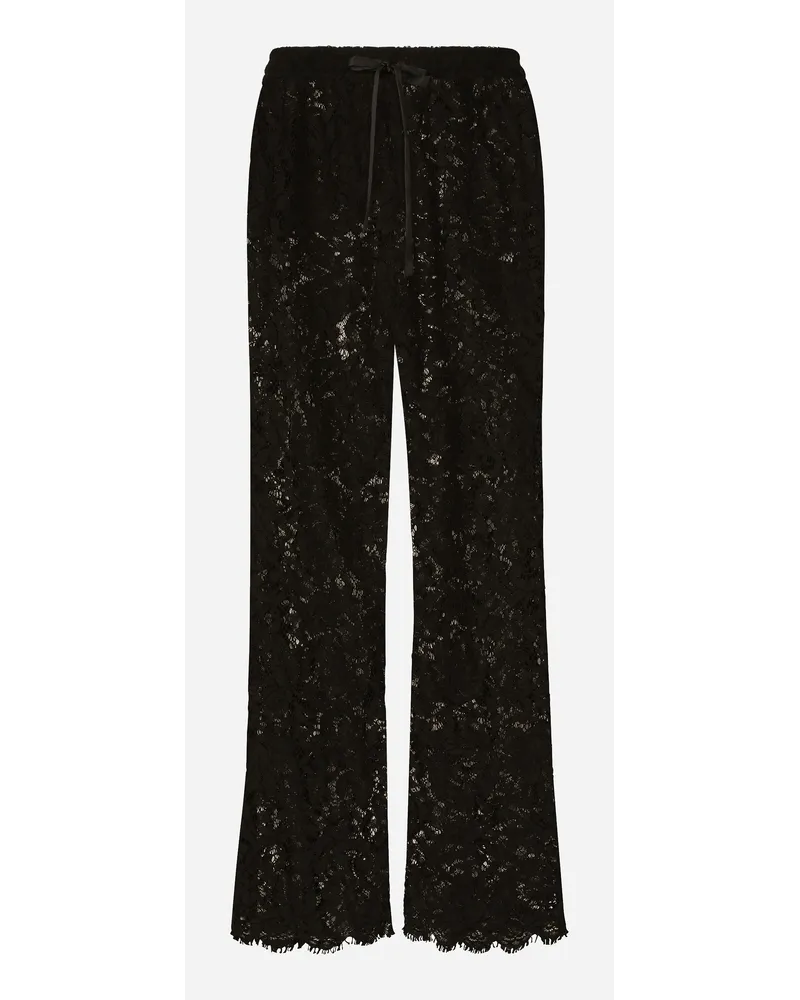 Dolce & Gabbana Pantalone Jogging In Pizzo Cordonetto - Uomo Pantaloni E Shorts Nero Pizzo Nero