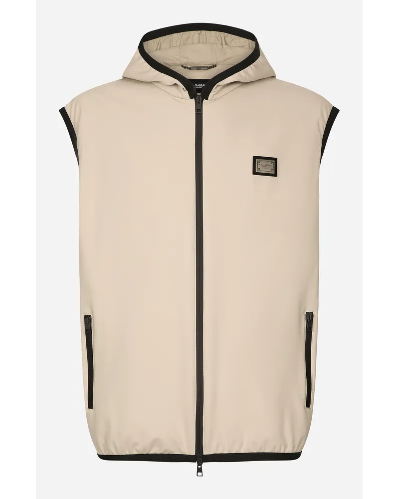 Dolce & Gabbana Gilet In Jersey Con Cappuccio - Uomo Cappotti E Giubbotti Beige Beige