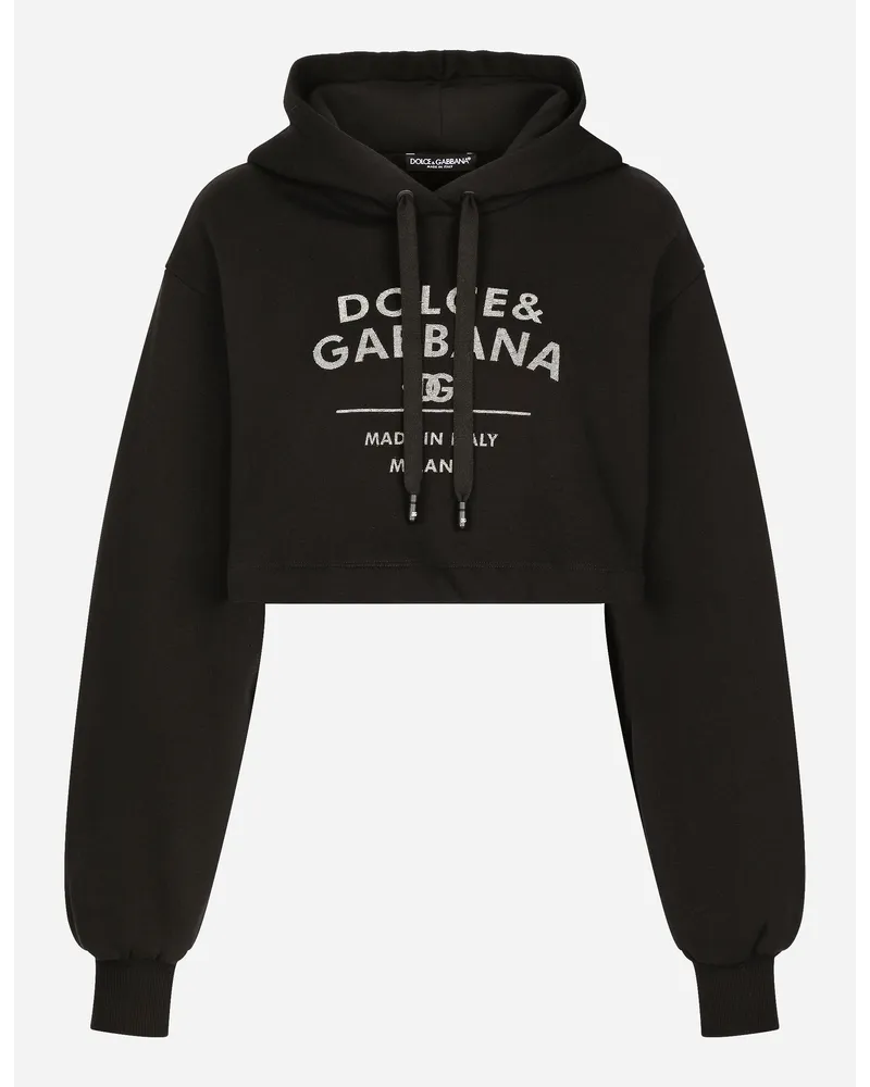 Dolce & Gabbana Felpa In Jersey Con Lettering Logo - Donna Nero Nero