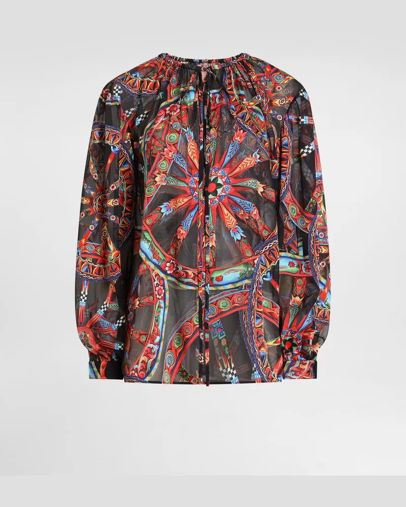 Dolce & Gabbana Top In Twill Devoré Stampa Carretto - Donna Camicie E Top Multicolore Multicolore