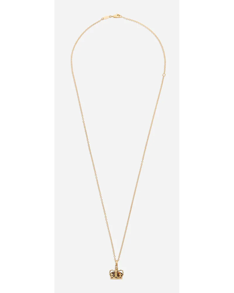 Dolce & Gabbana Crown Yellow Gold Pendant With Iron Eye - Uomo Collane Oro Oro