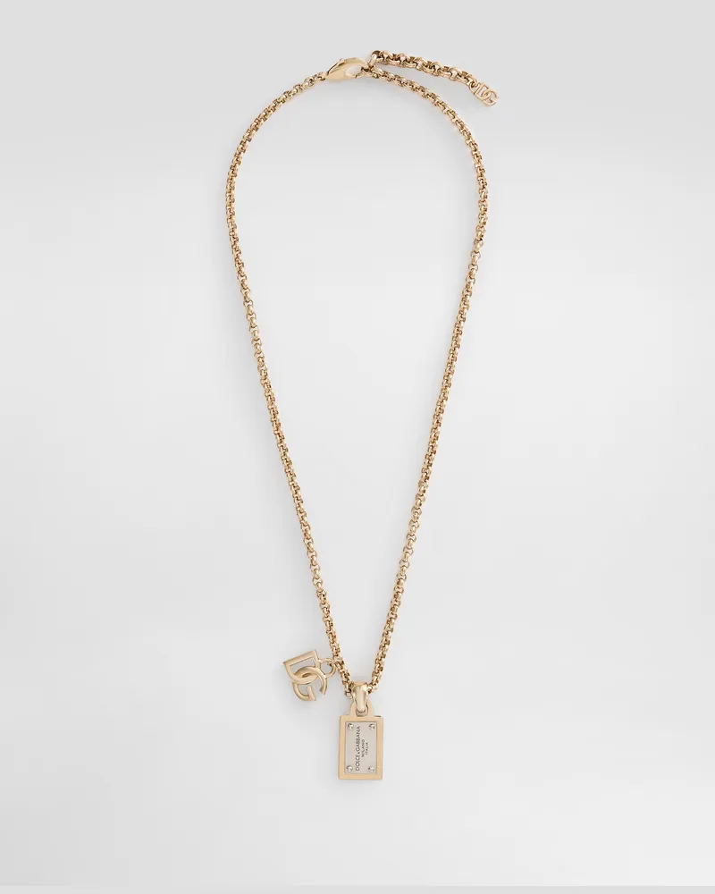 Dolce & Gabbana Collana A Catena Con Targhetta E Logo Dg - Donna Bijoux Oro Metallo Oro
