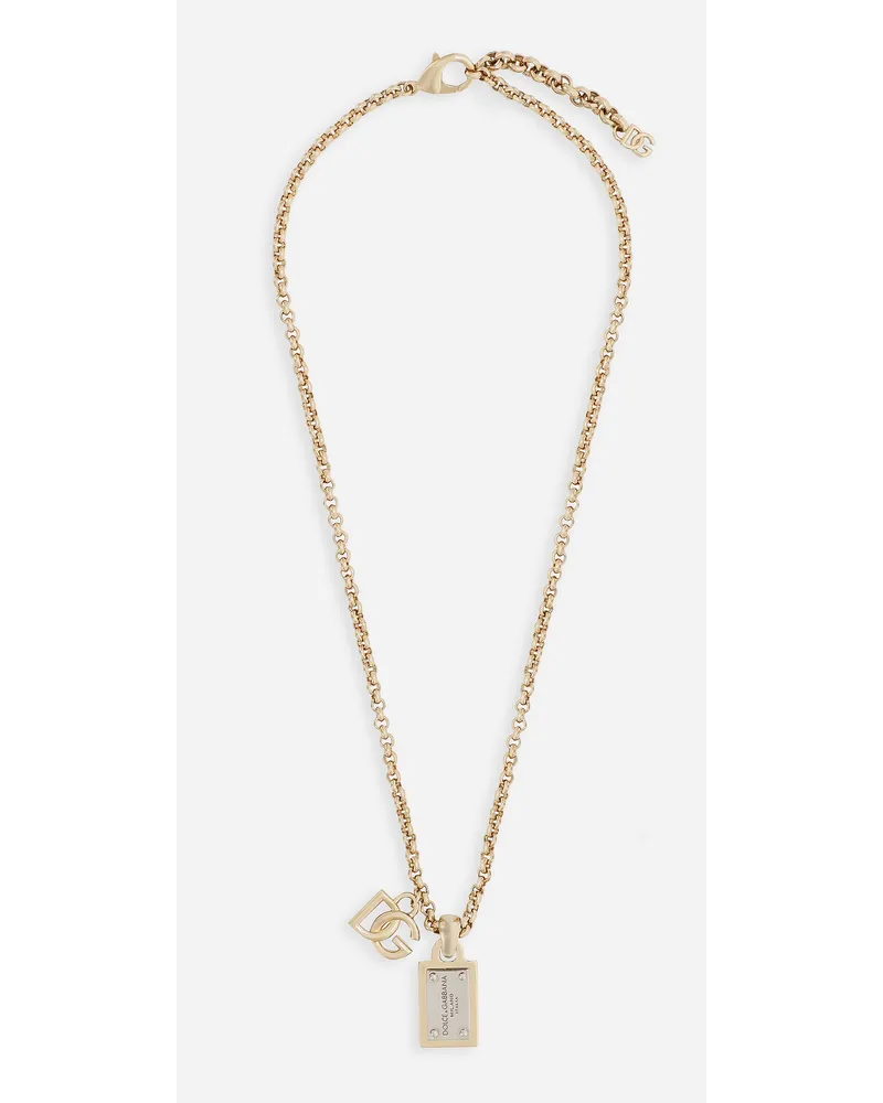 Dolce & Gabbana Collana A Catena Con Targhetta E Logo Dg - Donna Bijoux Oro Metallo Oro