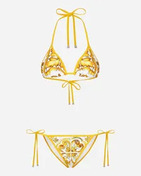 Dolce & Gabbana Bikini A Triangolo Stampa Maiolica - Donna Beachwear Stampa Tessuto Stampa