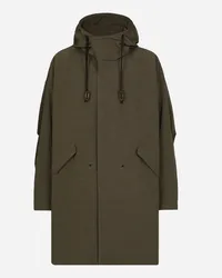 Dolce & Gabbana Parka Sfoderato Con Cappuccio In Tecno Tela - Uomo Cappotti E Giubbotti Verde Verde