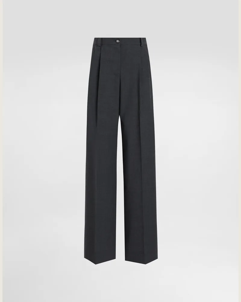 Dolce & Gabbana Pantaloni In Tela Di Lana - Donna Pantaloni E Shorts Grigio Melange