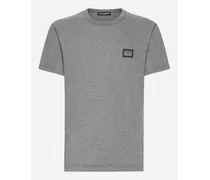 T-shirt Cotone Con Placca Logata - Uomo T-shirts E Polo Grigio Cotone